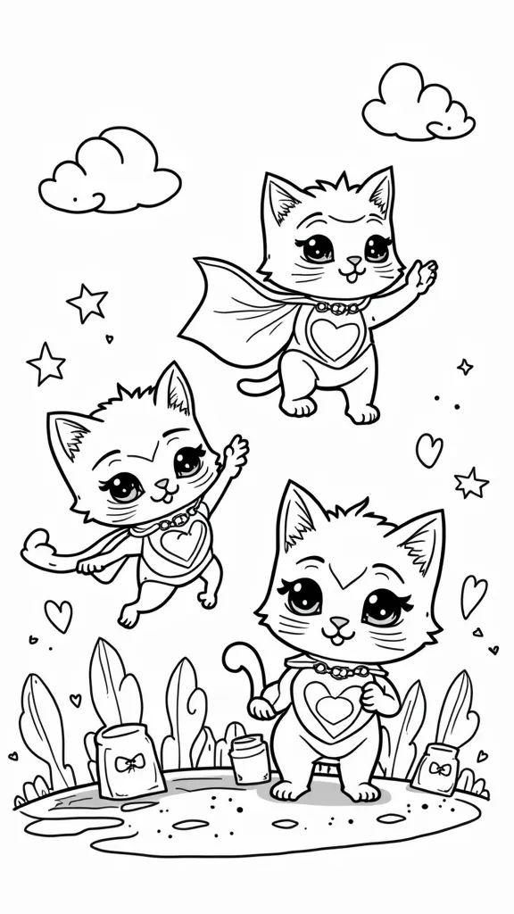 super kitties coloring pages printable